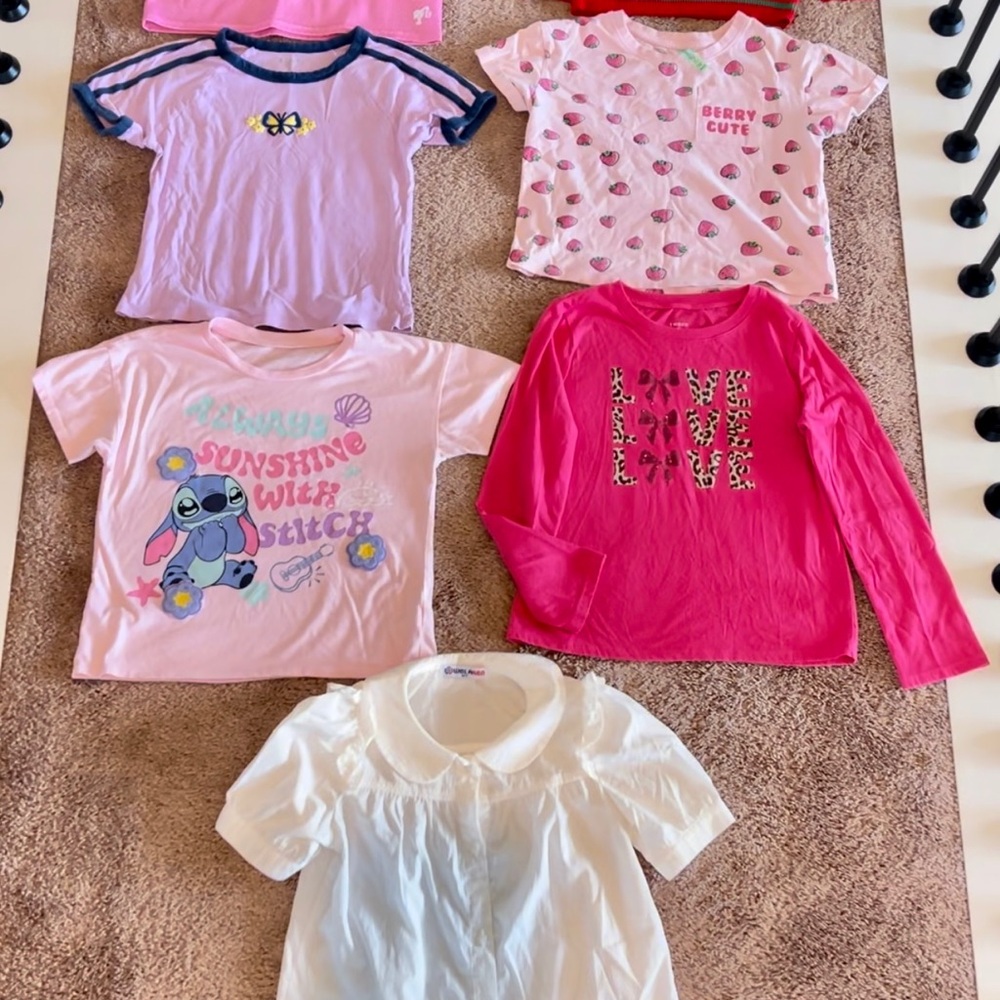 Girls Pink & White Pajama Top Bundle - Cute Character & Heart Prints